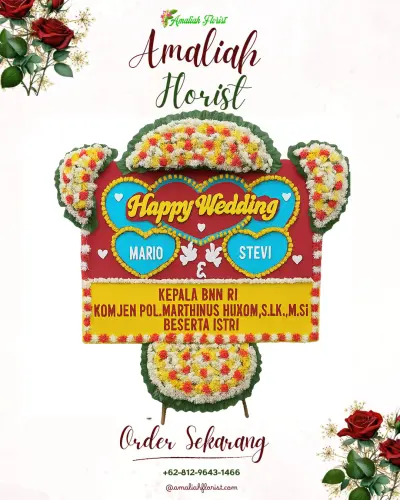 Karangan Papan Bunga Pernikahan di Cimacan